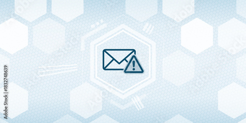 Email warning vector header - Caution or error alert for electronic mail, digital communication, and spam security.
