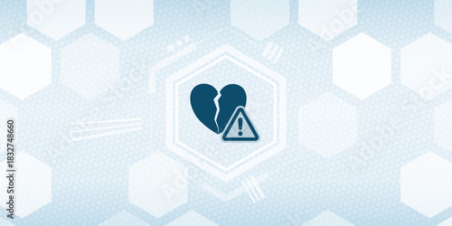 Relationship warning vector header - Broken heart or love caution sign for emotional difficulty and social issues.