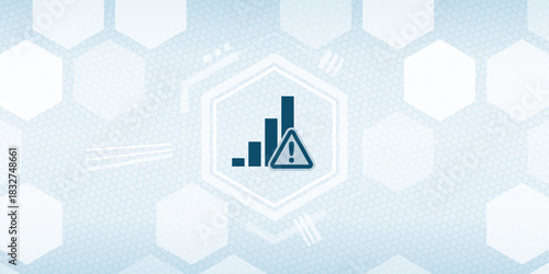 Growth warning vector header - Bar chart caution or error sign for business decline, finance, and economic problems.