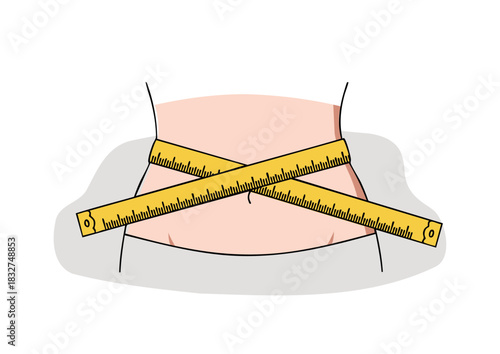 ウエスト測るイラスト・ダイエット・健康管理のシンプル素材