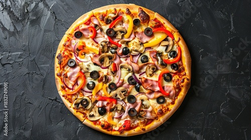 Pizza Collection: Assorted Margherita, Pepperoni, Cheese & Loaded Pizzas (Whole & Slices) on Wooden Peels, Metal Pans & White Plates, with Varied Backgrounds (Dark, Plain) for Italian Cuisine,