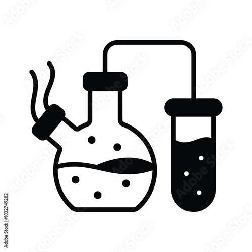 Well designed glyph style icon of of chemistry experiment, modern vector
