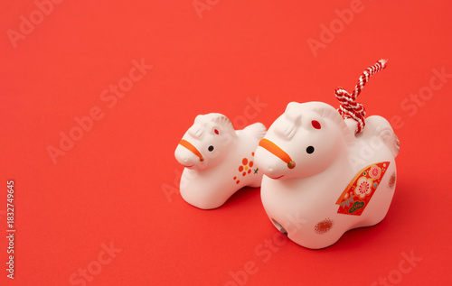 Japanese new year material. Zodiac horse. Year of the Horse. 日本の正月素材。干支の午。午年。