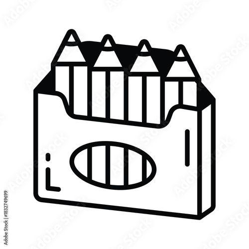 glyph icon of color pencil, drawing, writing and school stationery