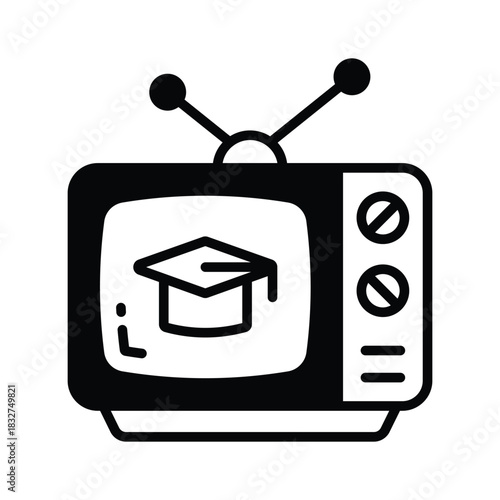 Well designed glyph icon of educational transmission in trendy style