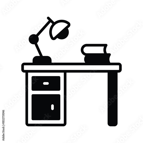 Creatively crafted amazing glyph icon of study table