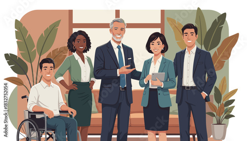 Inclusive corporate team portrait Diverse business professionals smiling confidently