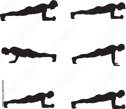Silhouette of person doing plank exercise variations for fitness and strength