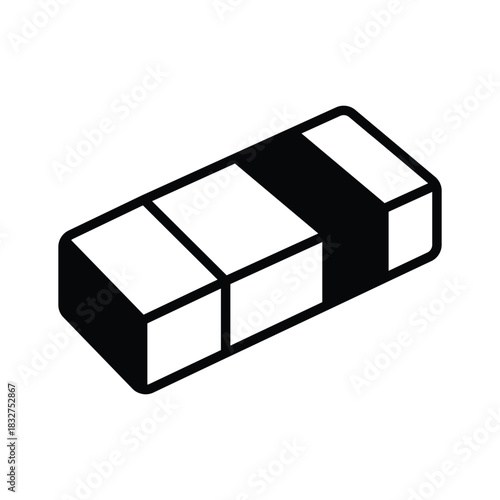 glyph icon of eraser representing correction, drawing, and writing tasks