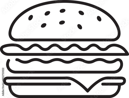 Hamburger Isolated for promoting food and restaurants line art vector illustration.one line  vector illustration  with out background