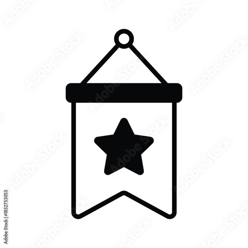 Trendy glyph icon of hanging pennant flag, school pride, awards, and celebration