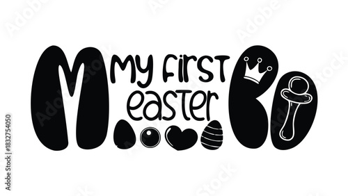My first easter baby celebration with bunny ears crown and pacifier design