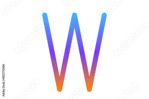 Gradient W Monogram Blue to Orange on White background