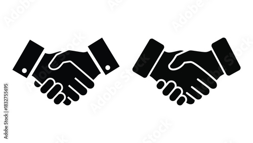 Professional business handshake agreement illustration for corporate deals, Hand shake icon isolated white background. Silhouette Hand shake icon