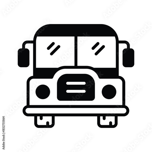 An amazing glyph icon of school bus, student transport and daily commute