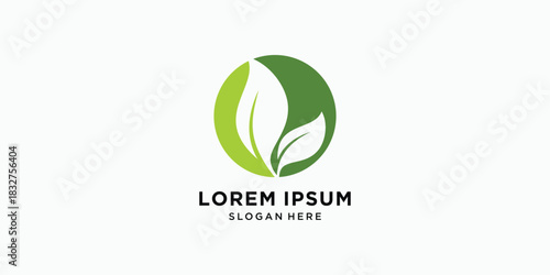 Eco leaf circle logo design