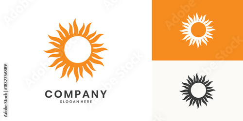 Modern style sun logo design concept