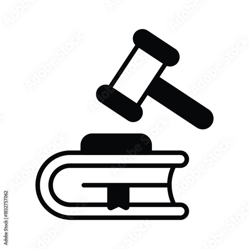 Law textbook glyph vector, legal studies, rules, and civic education