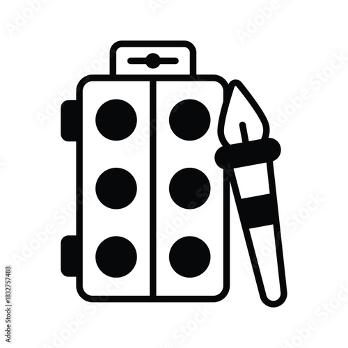 An amazing glyph icon of paint kit, creative arts, and school craft activities