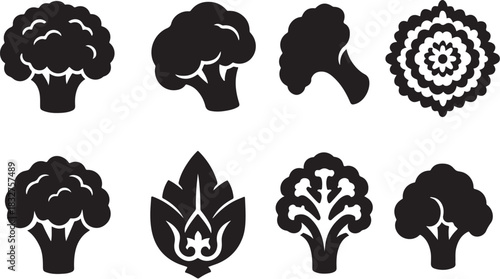 Cauliflower Silhouette Icon Set.eps