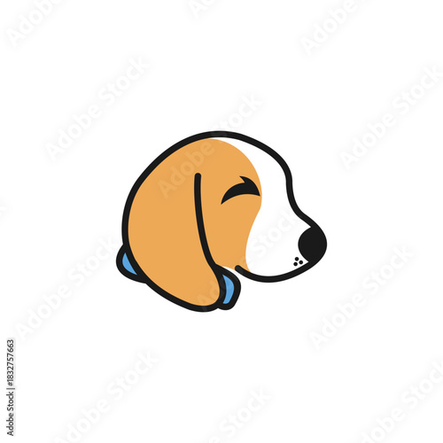Adorable sleeping puppy dog head logo illustration. Simple and modern vector icon of a beagle, perfect for pet care branding or animal symbol