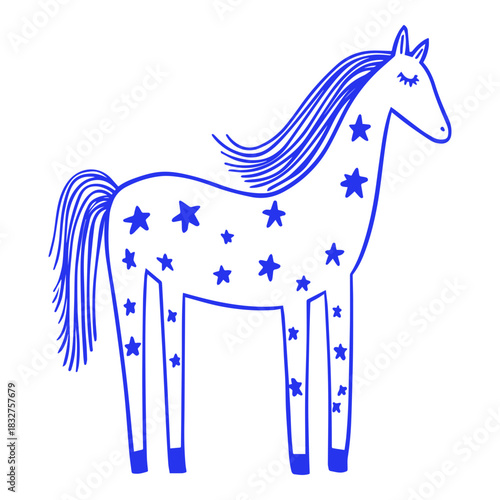 Zodiac Animal Horse Doodle Illustration