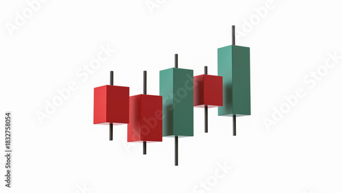Financial 3D Candlestick Illustration – Market Trends, Trading Signals and Investment Analysis