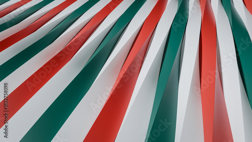 Abstract 3D Wavy Ribbon Background with Christmas Colors – Modern Red Green White Holiday Pattern
