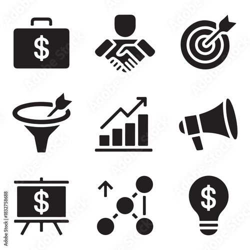 Sales team icon set vector