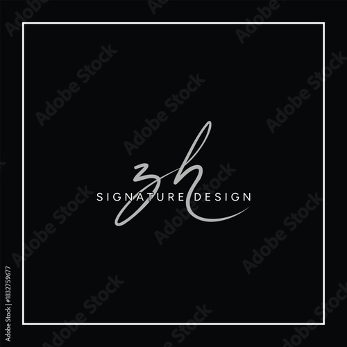 ZH Simple Signature Logo - Handwritten Vector Template for Z and H Logo