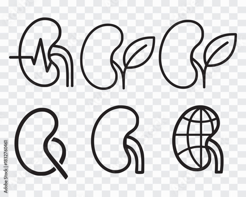 Kidney Health and Care Line Art Icons Collection Medical Kidney Line Icons for Healthcare Nephrology Line Art Kidney Care Icon Pack Renal Care Line Art Medical Icons Bundle