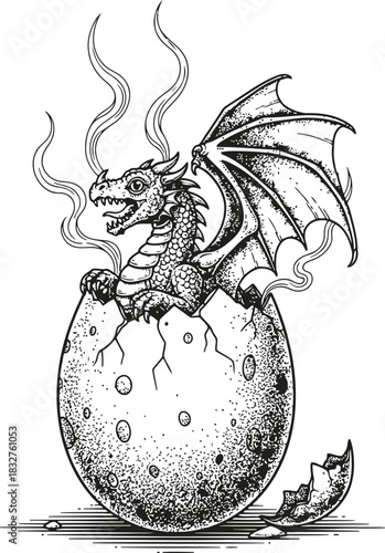 Dark mythological beast with wings and tentacles interacting with a shadowed moon.