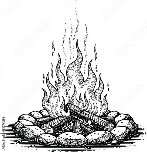 Dark shadowy flames rising from a deep pit in a mysterious illustration