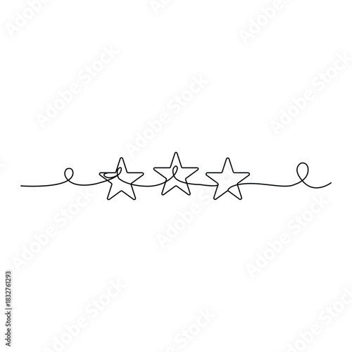 one line drawing three stars continuous handdrawn minimalism decorative art