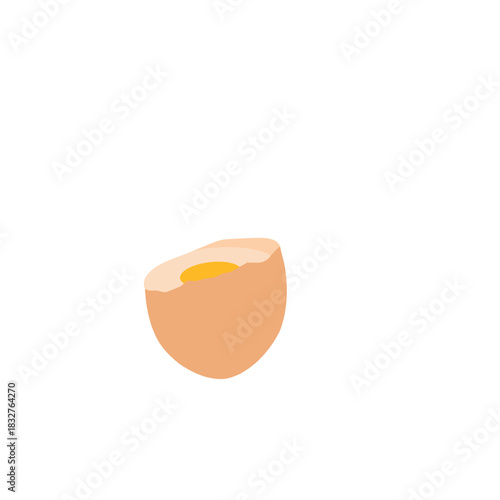 Chicken egg illustration. Broken egg illustration. Raw egg. Egg yolk illustration. Flat design of chicken egg. Chicken farm