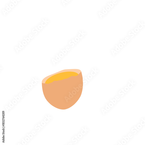 Chicken egg illustration. Broken egg illustration. Raw egg. Egg yolk illustration. Flat design of chicken egg. Chicken farm
