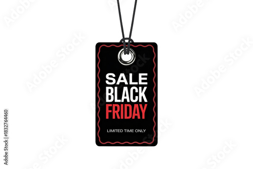 Bold Black Friday Sale Tag for Eye-Catching Promotions, Limited Time Only Deals with Sale Message for Advertising Campaigns and Holiday Shopping Events