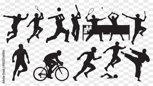 Diverse Sport Activities Silhouettes Collection for Active Lifestyle and Competition