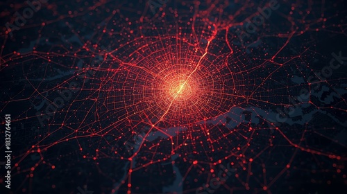 Aerial view of a city at night with illuminated streets and buildings