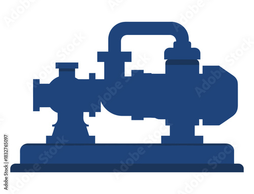A blue industrial pump is isolated on a white background.