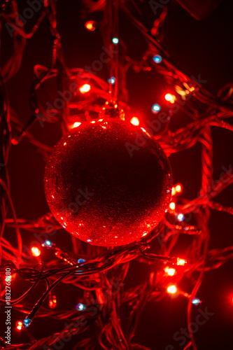 Bola de navidad con luz roja