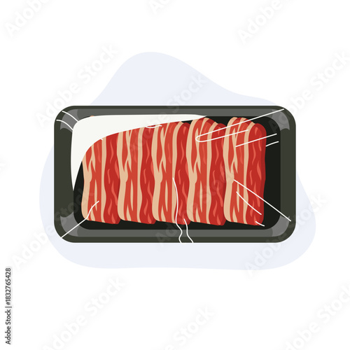 raw meat sliced meat beef slices in food packaging tray