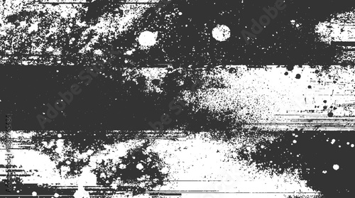 Black and white abstract grunge texture with horizontal lines and scattered dots vector