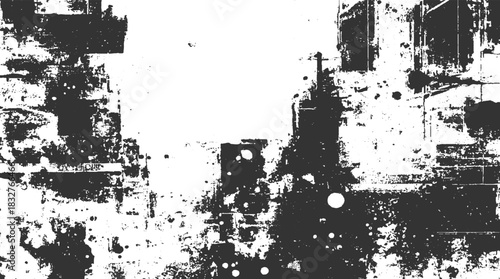 Black and white abstract distressed texture with grunge effect and scattered dots background
