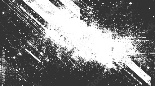 Black and white abstract grunge texture with diagonal stripes and scattered dots vector