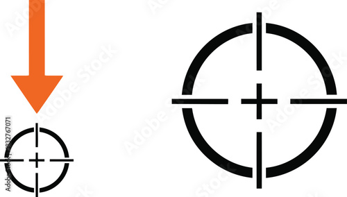 Targeting and precision concept with arrow pointing to small target