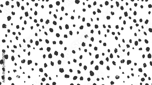 Black irregular spots scattered on a white background seamless pattern vector