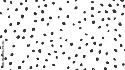 Black ink dots scattered on a white background abstract pattern vector