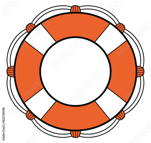 A life preserver ring is an essential safety device at sea.