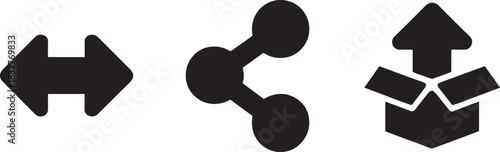 Black silhouette of horizontal double arrow icon representing exchange or navigation symbols